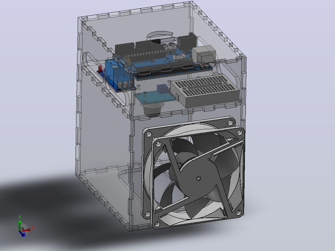 带自动排风的吸烟结构3D数模图纸 Solidworks设计主视图