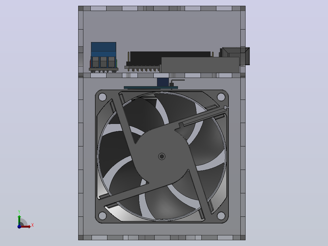带自动排风的吸烟结构3D数模图纸 Solidworks设计前视图