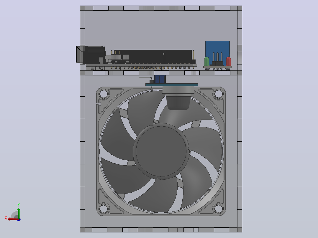 带自动排风的吸烟结构3D数模图纸 Solidworks设计后视图