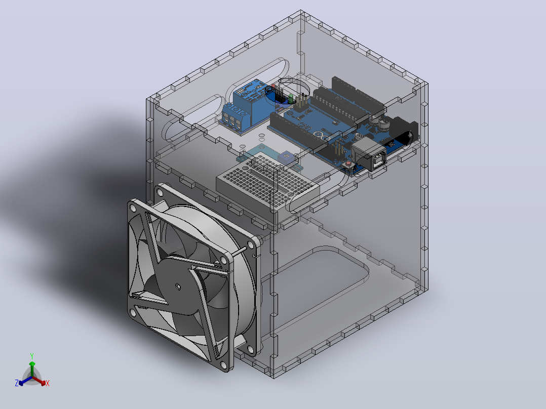 带自动排风的吸烟结构3D数模图纸 Solidworks设计正等轴测图