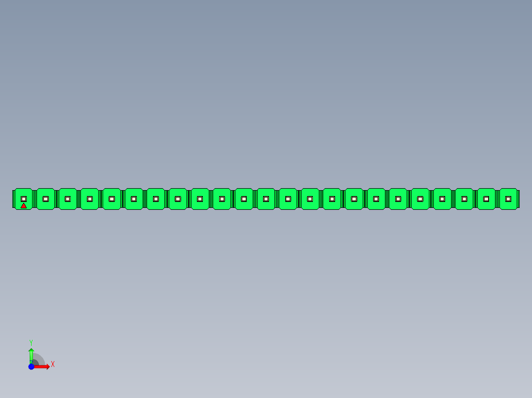 彩色公头100mil（2.54mm）系列-DS1021_green_1x23p_100mil_Type5_rev1.0前视图