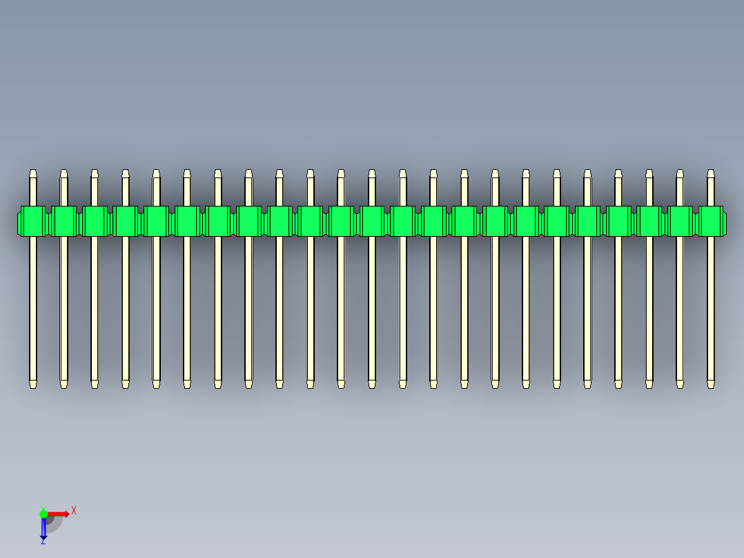 彩色公头100mil（2.54mm）系列-DS1021_green_1x23p_100mil_Type5_rev1.0俯视图