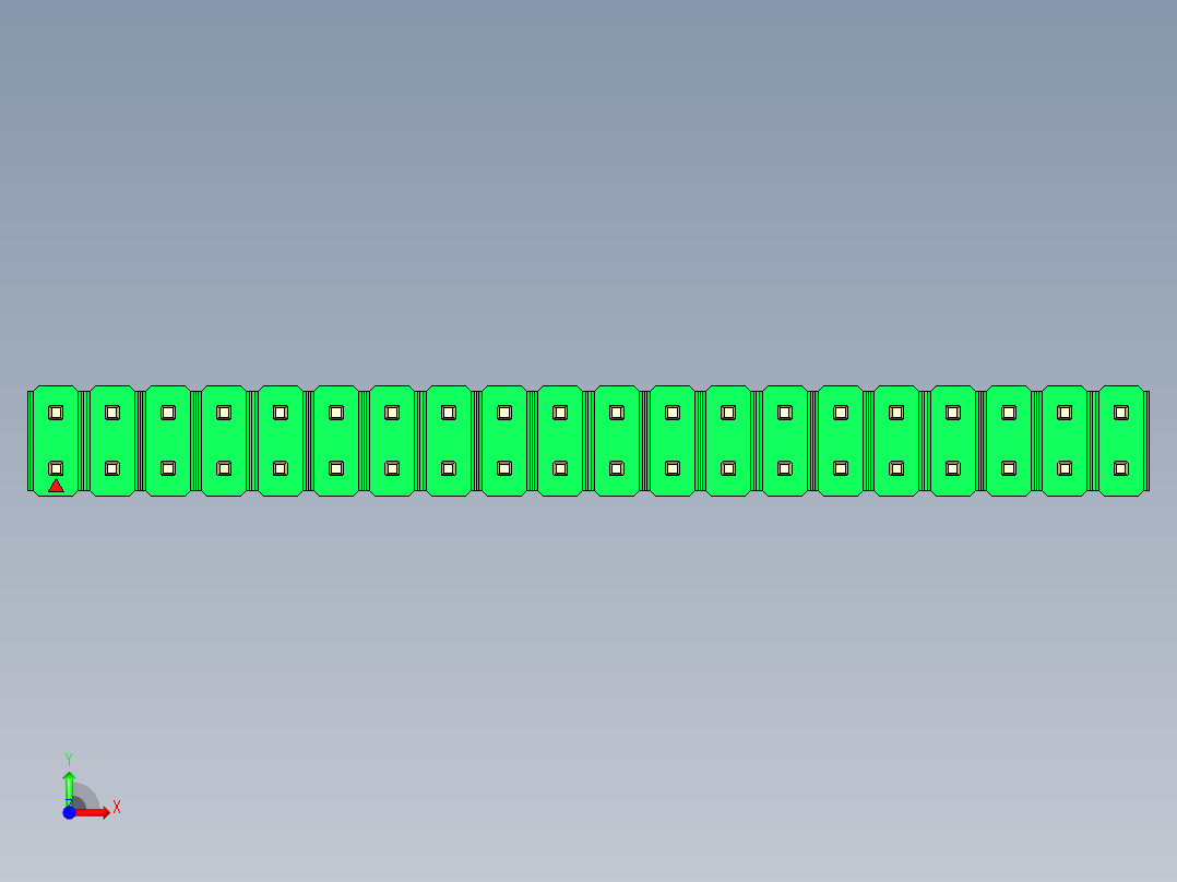 彩色公头100mil（2.54mm）系列-DS1021_green_2x20p_100mil_Type5_rev1.0前视图