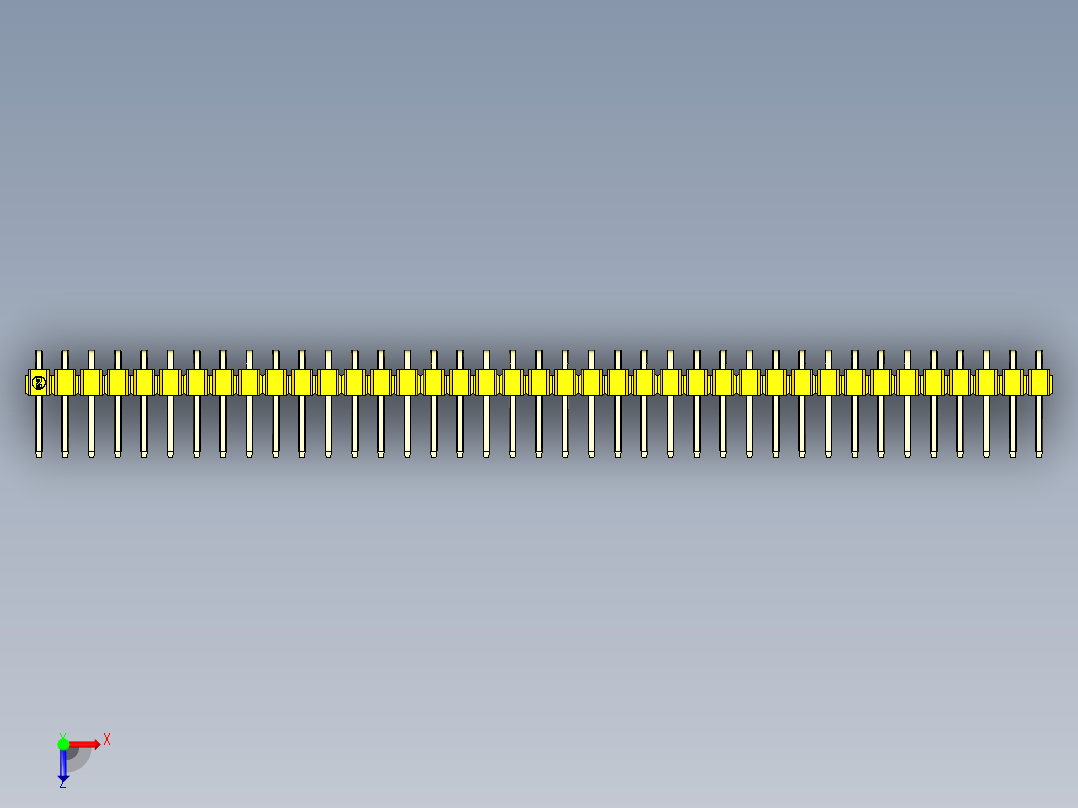 彩色公排针 100mil 2.54mm 系列-DS1022_yellow_1x39p_100mil_TypeD_rev1.0俯视图