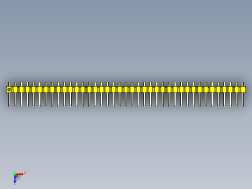 彩色公排针 100mil 2.54mm 系列-DS1022_yellow_1x39p_100mil_TypeD_rev1.0俯视缩略图