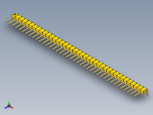 彩色公排针 100mil 2.54mm 系列-DS1022_yellow_1x39p_100mil_TypeD_rev1.0正等轴测缩略图