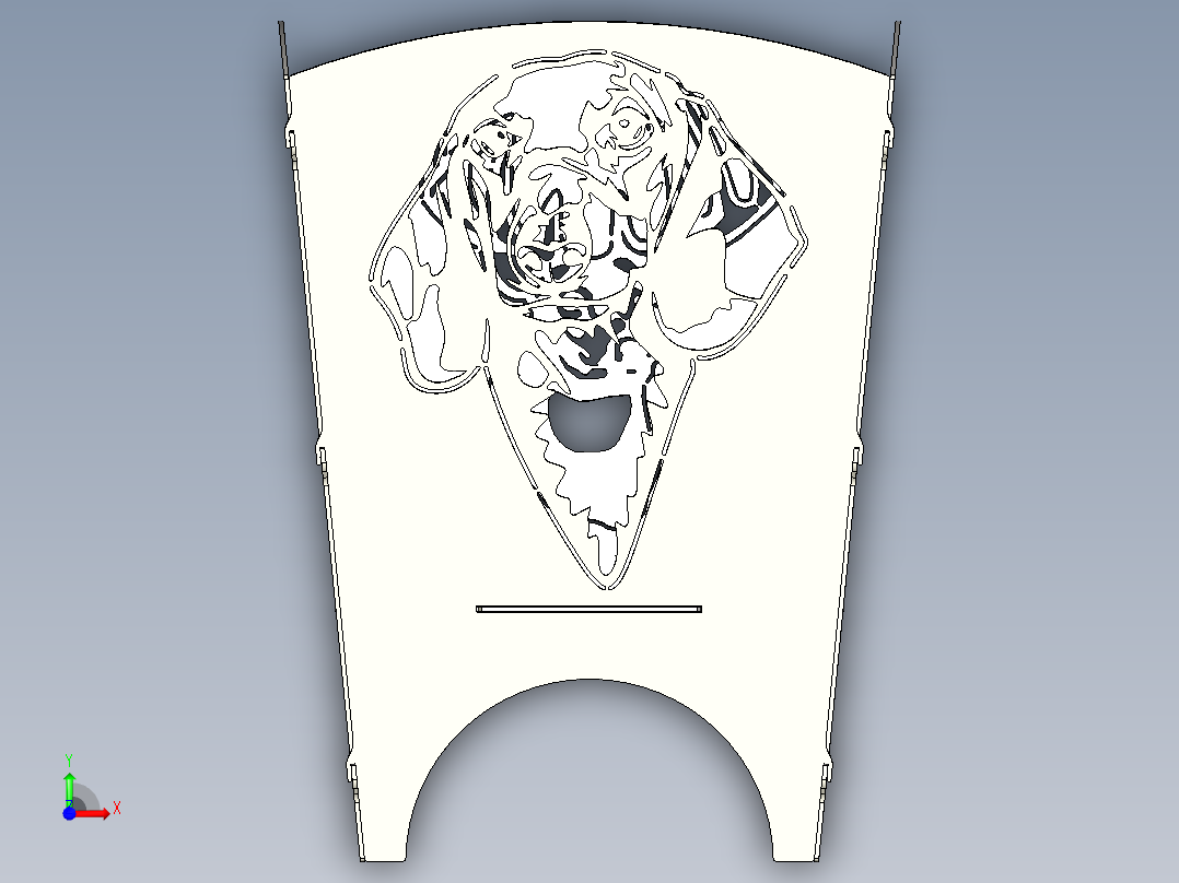 用于激光切割的装饰火篮前视图