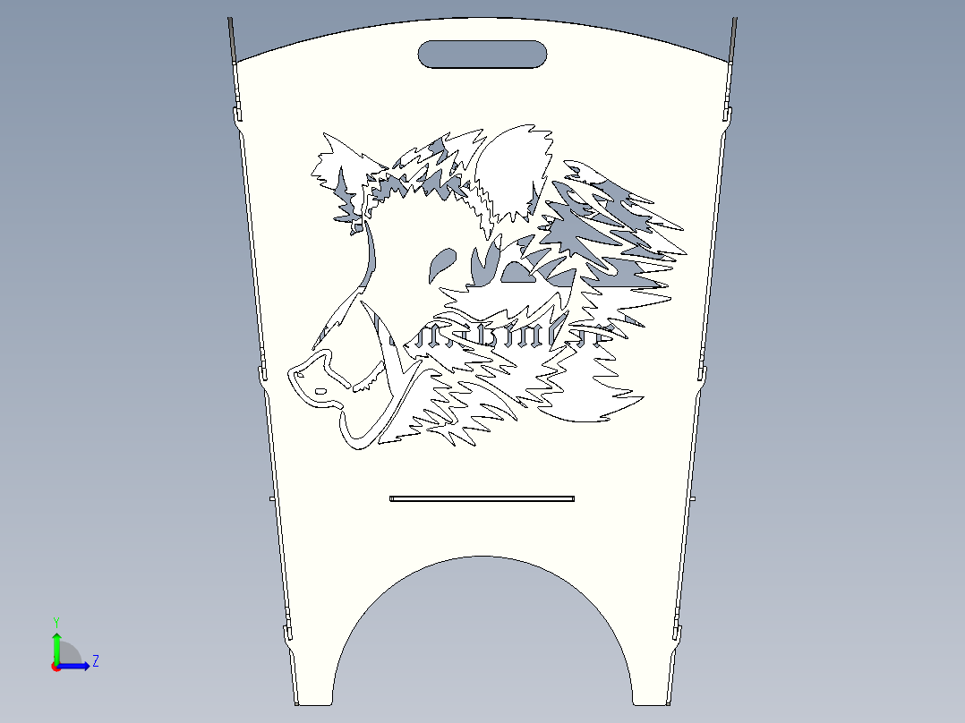 用于激光切割的装饰火篮左视图