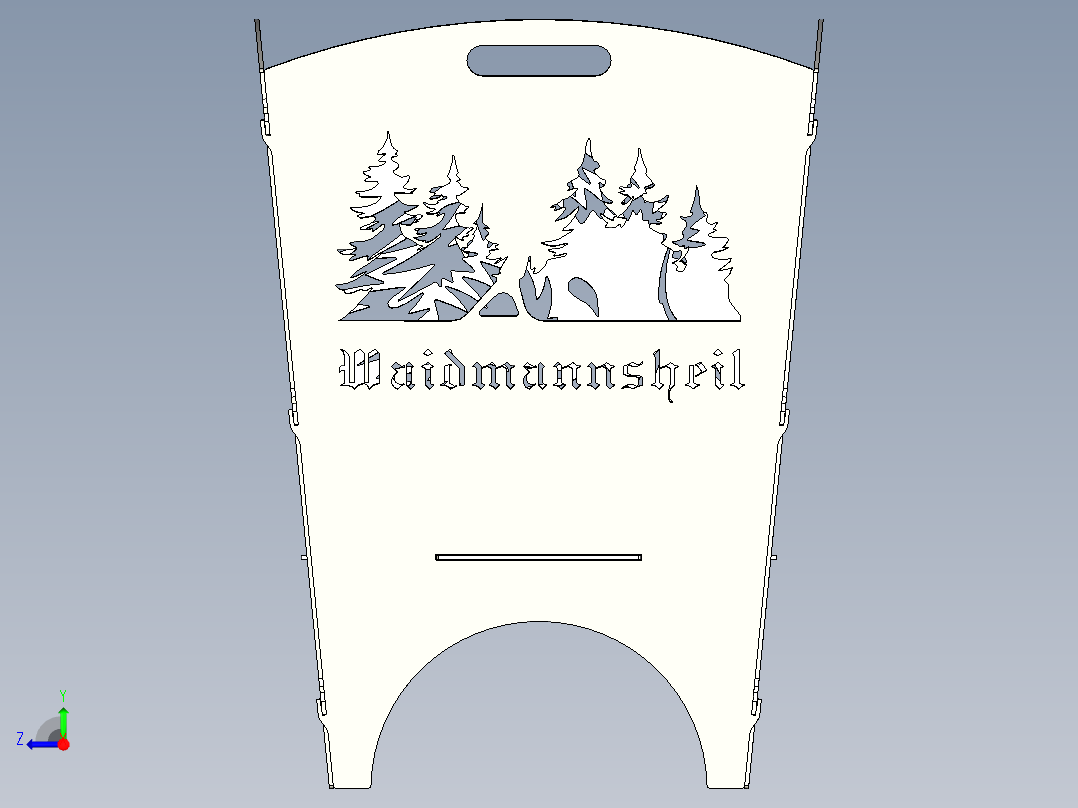 用于激光切割的装饰火篮右视图