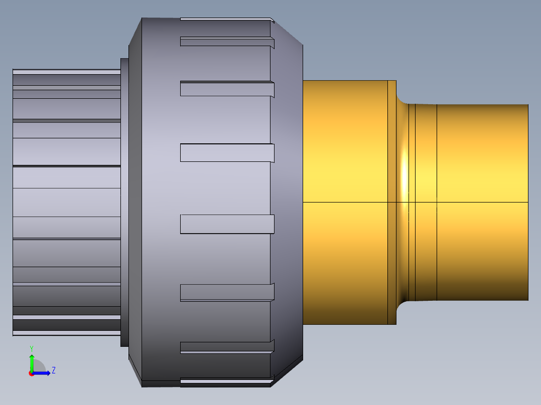 16BIROV 适配器会在PVC-U 黄铜溶剂焊接插座D和BSP螺纹铜管公端R O型圈橡胶左视图