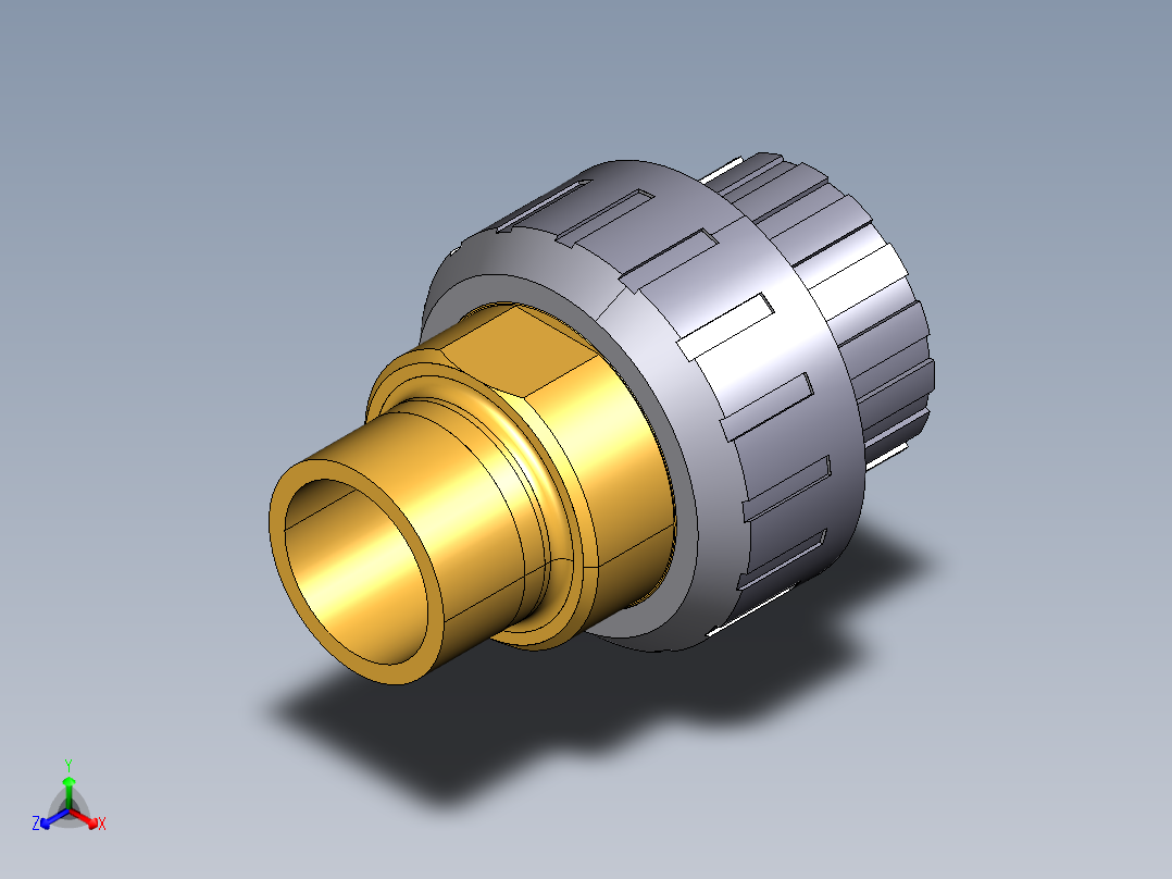 16BIROV 适配器会在PVC-U 黄铜溶剂焊接插座D和BSP螺纹铜管公端R O型圈橡胶正等轴测图