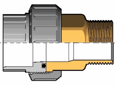 16BIROV 适配器会在PVC-U 黄铜溶剂焊接插座D和BSP螺纹铜管公端R O型圈橡胶缩略图