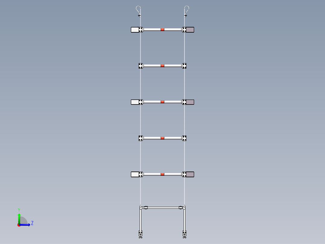 钢丝绳逃生软梯三维模型左视图
