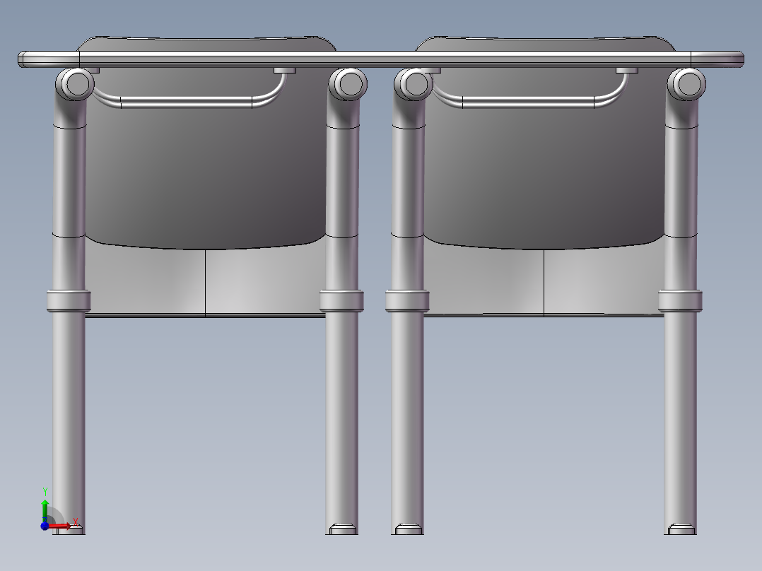 学生用课桌前视图