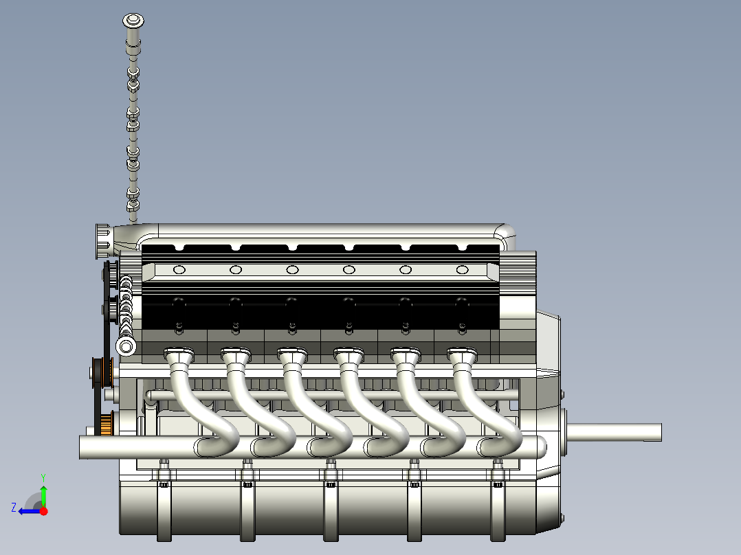 V12内燃机右视图