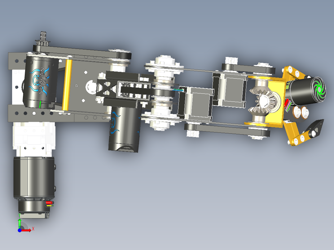 简易5自由度机械臂结构前视图