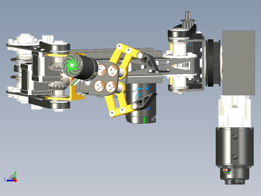 简易5自由度机械臂结构右视图