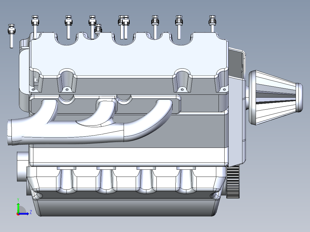 V6发动机组装【后续教程】左视图