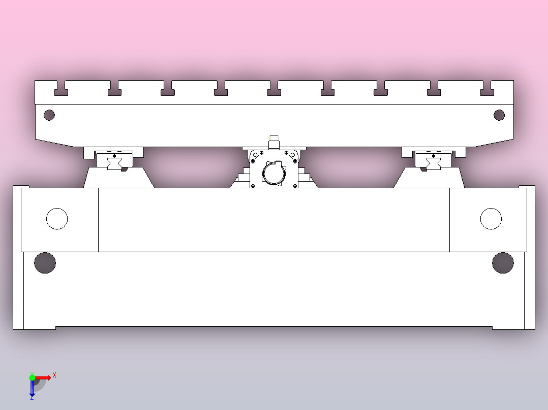 XK2514丝杠导轨、工作台俯视图