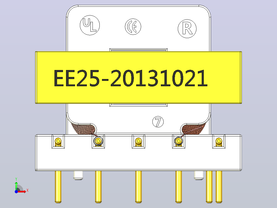 EE25磁芯变压器前视图