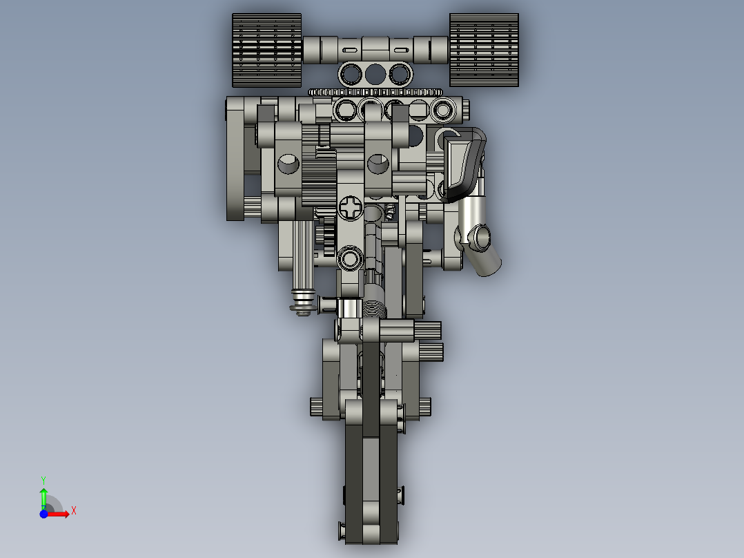 乐高技术挖掘机3D模型前视图