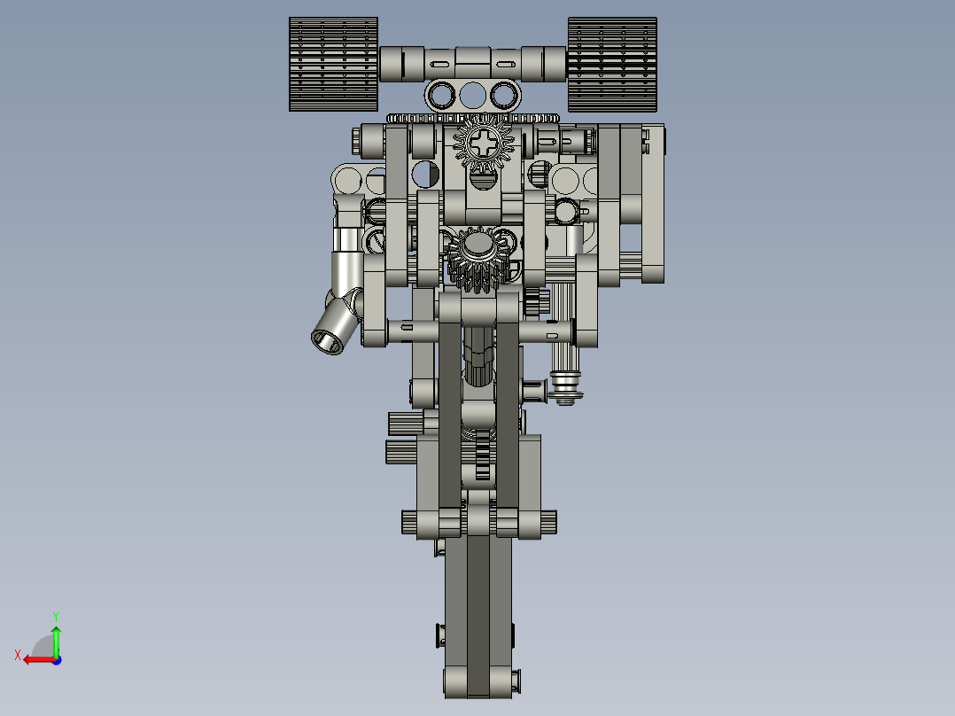 乐高技术挖掘机3D模型后视图