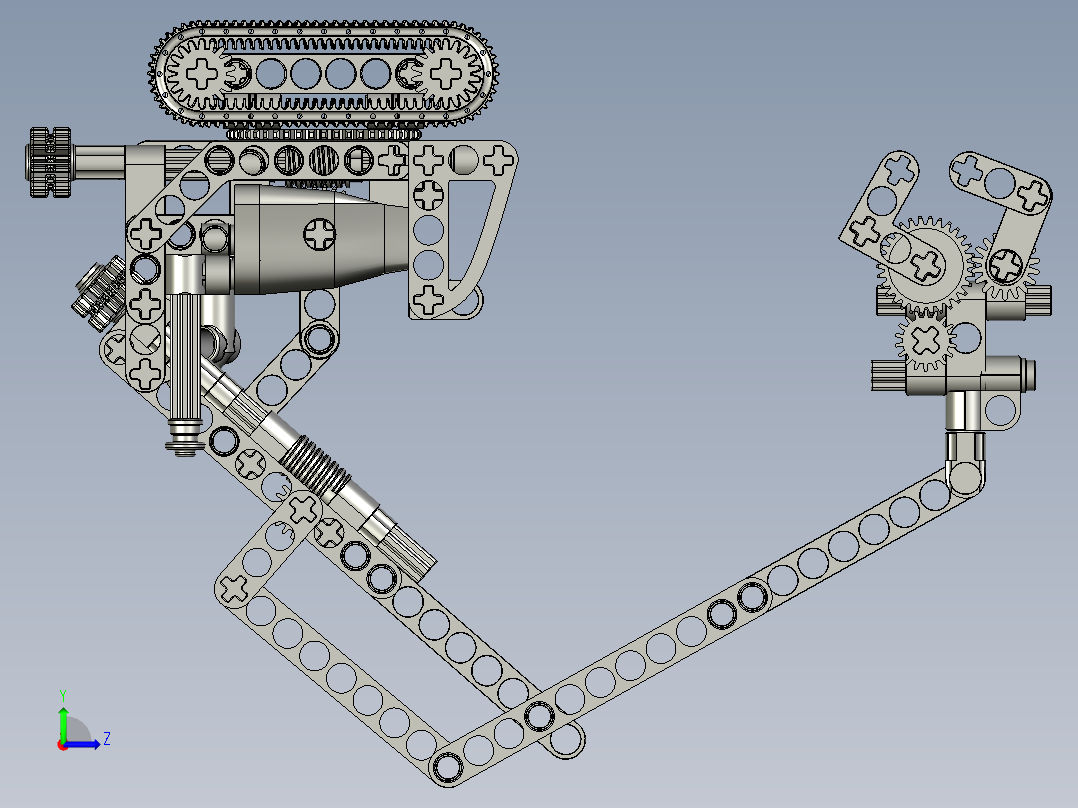 乐高技术挖掘机3D模型左视图