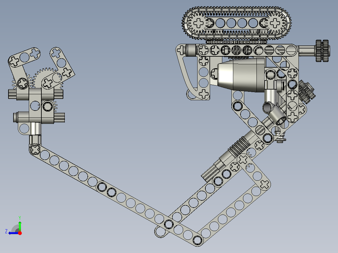 乐高技术挖掘机3D模型右视图