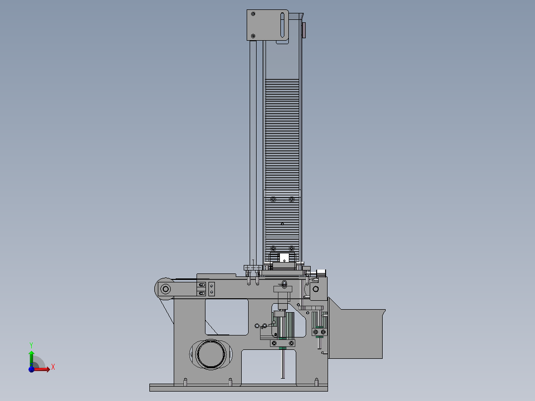 叠片自动出料机构3d图纸 机械结构原理设计 钢片送料机构3d模型前视图