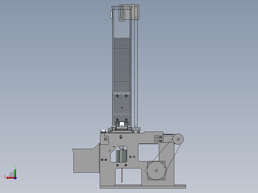 叠片自动出料机构3d图纸 机械结构原理设计 钢片送料机构3d模型后视图