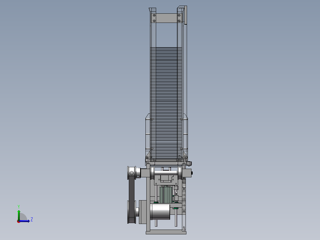 叠片自动出料机构3d图纸 机械结构原理设计 钢片送料机构3d模型左视图