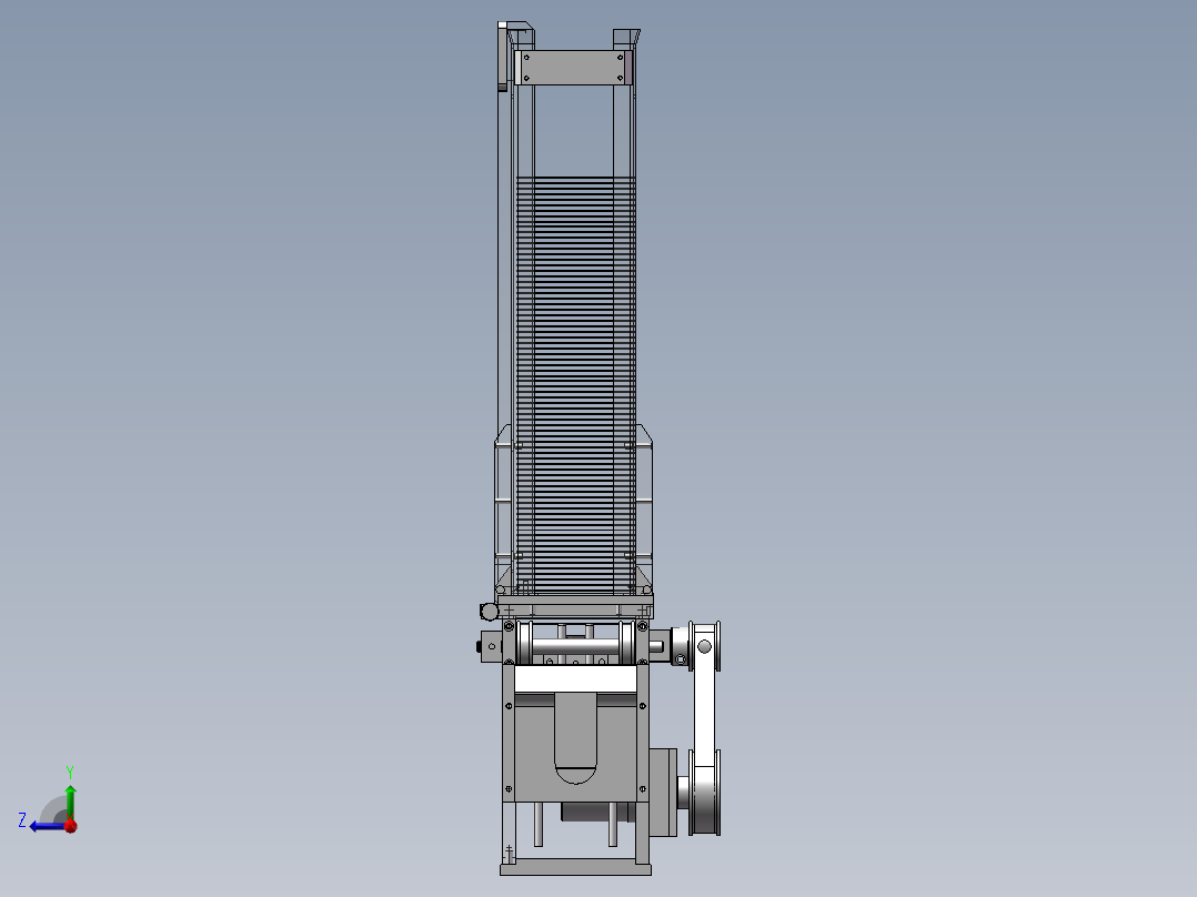 叠片自动出料机构3d图纸 机械结构原理设计 钢片送料机构3d模型右视图