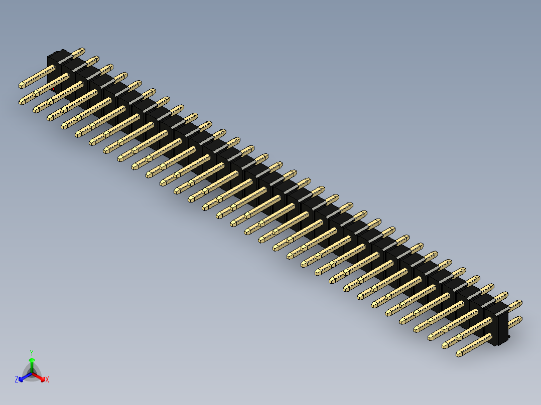彩色公头100mil（2.54mm）系列-DS1021_black_2x32p_100mil_Type1_rev1.0主视图