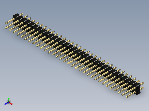 彩色公头100mil（2.54mm）系列-DS1021_black_2x32p_100mil_Type1_rev1.0正等轴测缩略图