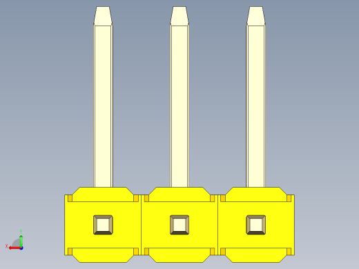 彩色公排针 100mil 2.54mm 系列-DS1022_yellow_03p_100mil_TypeU_rev1.0后视缩略图