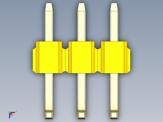 彩色公排针 100mil 2.54mm 系列-DS1022_yellow_03p_100mil_TypeU_rev1.0俯视缩略图