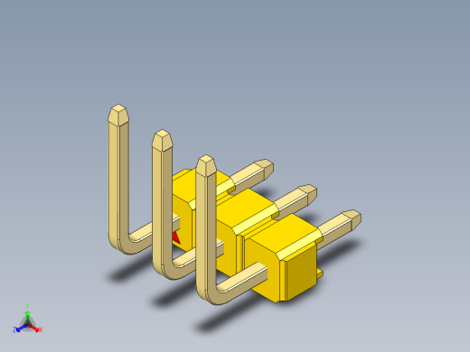 彩色公排针 100mil 2.54mm 系列-DS1022_yellow_03p_100mil_TypeU_rev1.0正等轴测缩略图