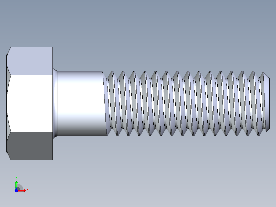 UNC 六角螺栓-Hex Bolt 0.375-16 x 1.25前视图