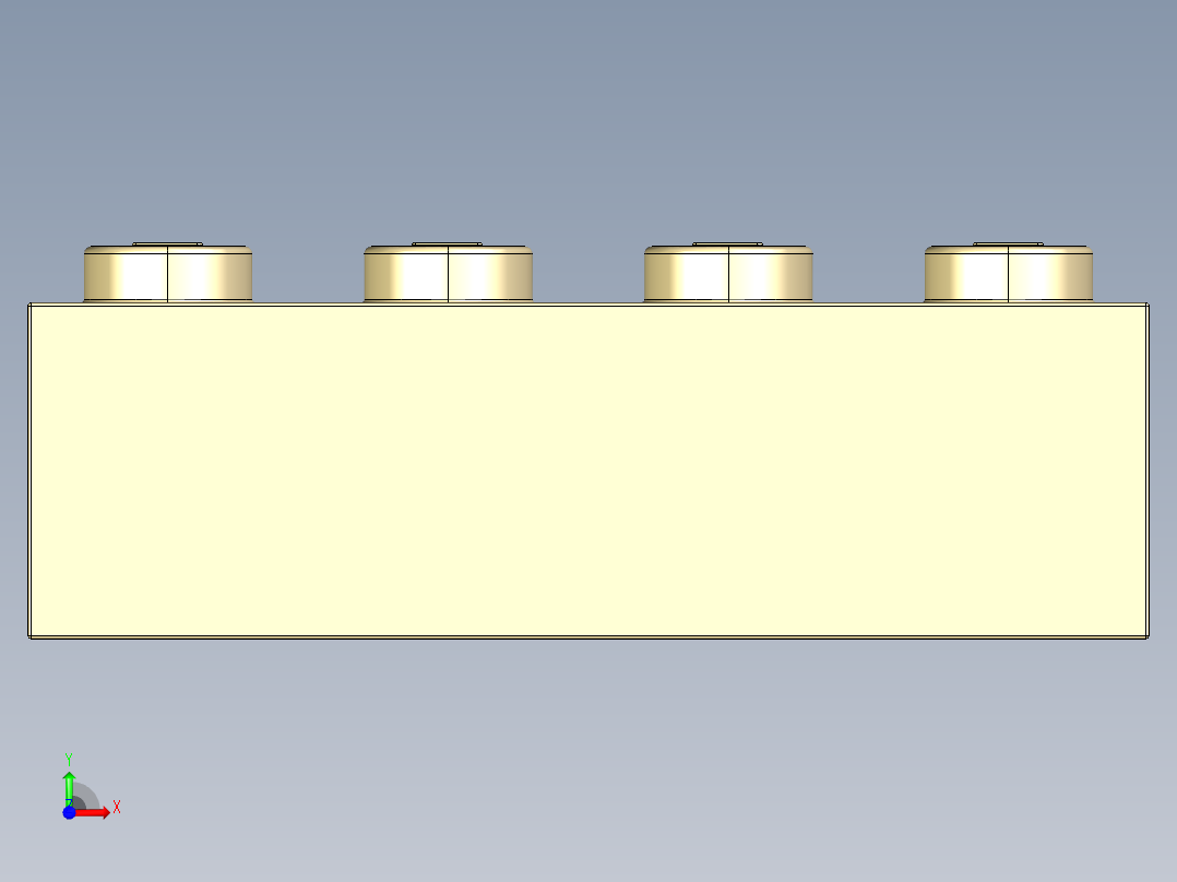 乐高套装 4421基本积木-4113916 - 3010 Brick Yellow - Tan Brick 1 x 4.STEP前视图