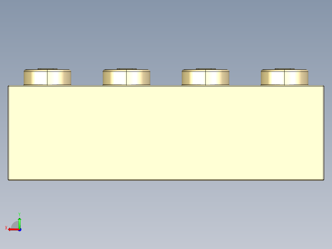 乐高套装 4421基本积木-4113916 - 3010 Brick Yellow - Tan Brick 1 x 4.STEP后视图