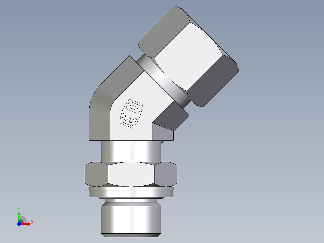 卡套式工业通用硬管接头EO_Adjustable_locknut_45_deg_elbow_VEE12SMCF前视图