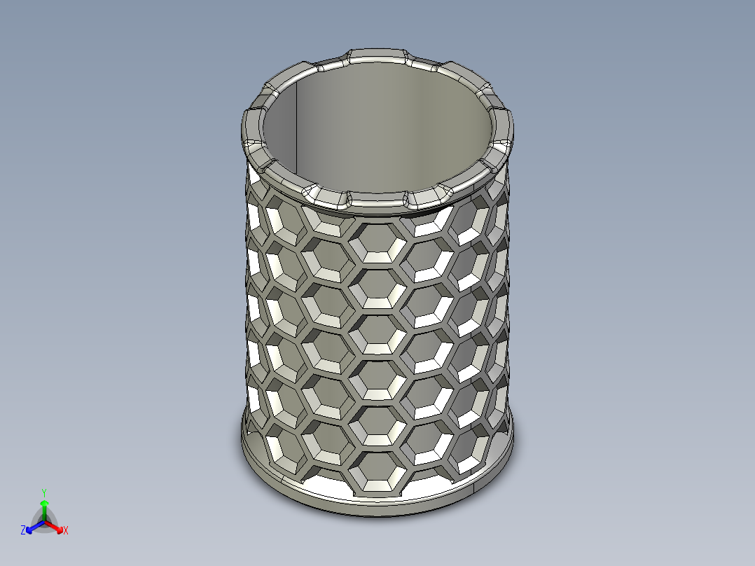 蜂窝笔筒正等轴测图