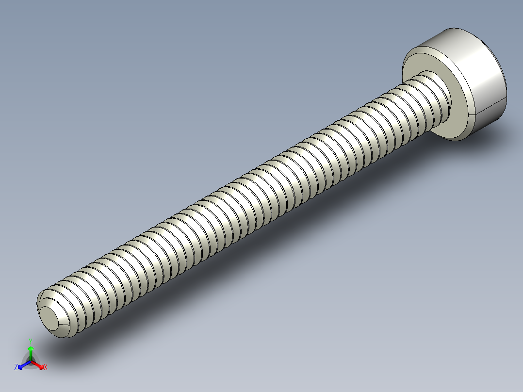 M2 x 0.4mm Thread 20mm LONG SOCKET HEAD CAP SCREW.IGS正等轴测图