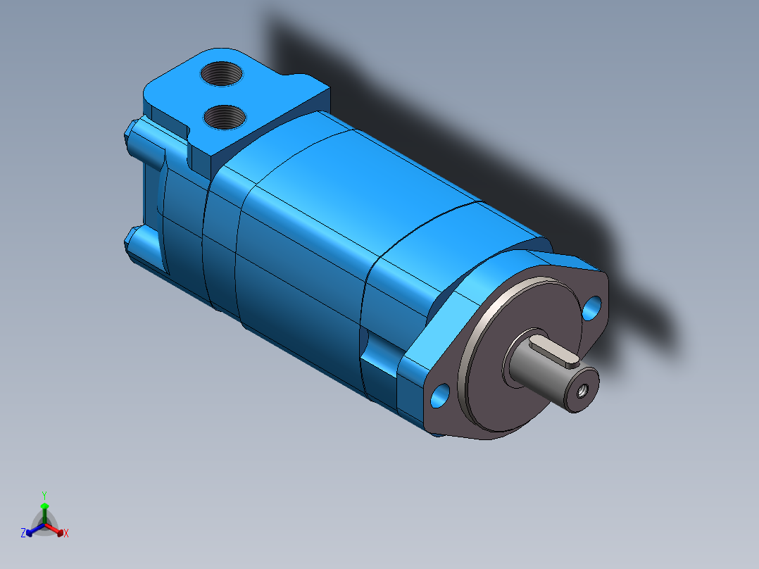 伊顿2K-395摆线液压马达平键标准轴正等轴测图