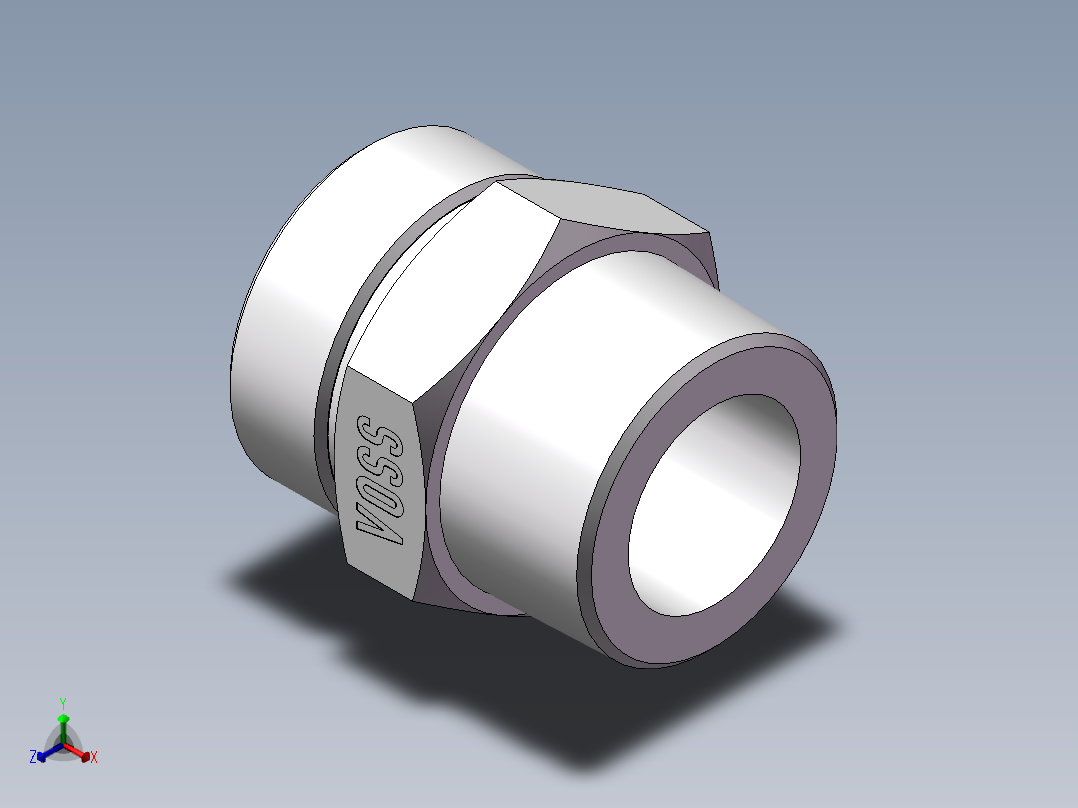 英制锥管螺纹直接头、1DT-52-24SP正等轴测图