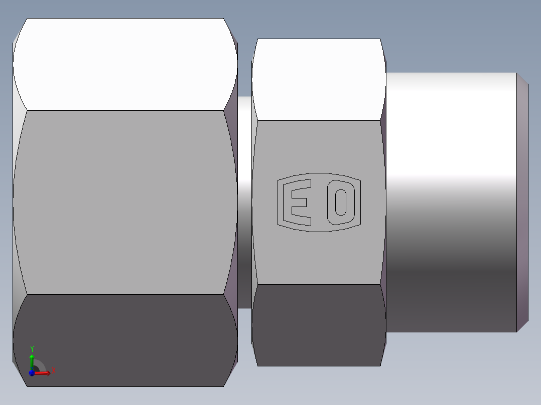 直通同径度接头、2C-22前视图