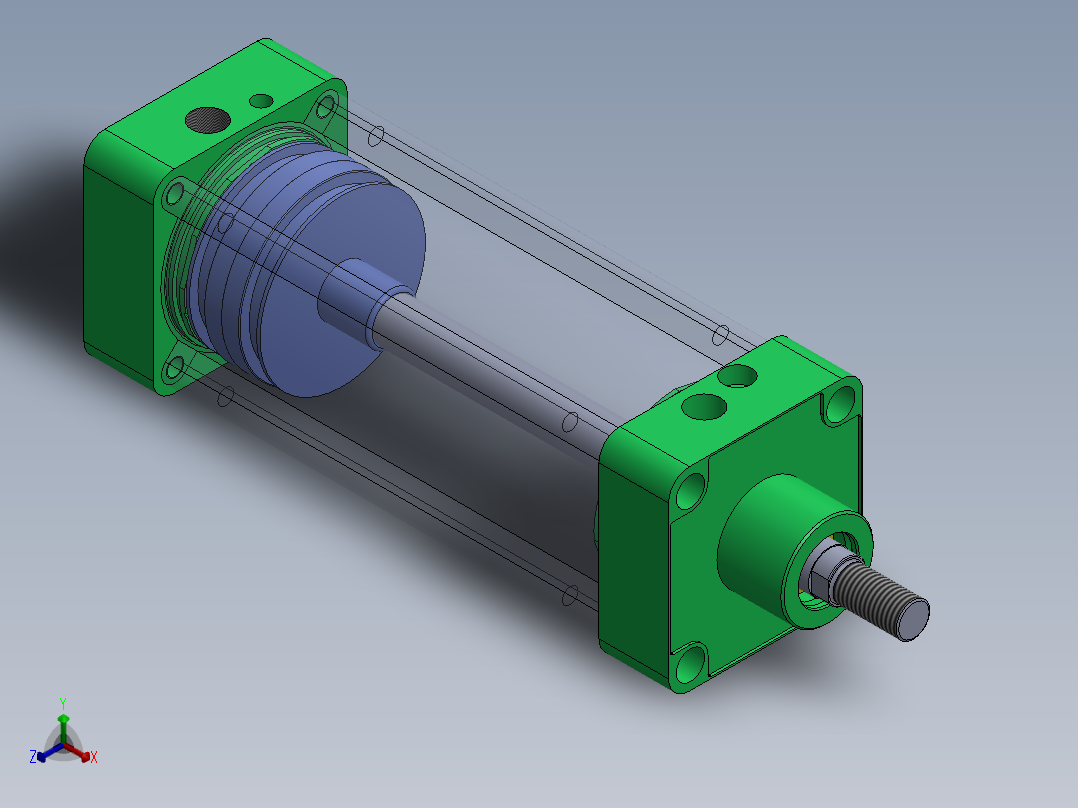 蓝色气动气缸-100x25x200-mm-1.snapshot.1正等轴测图