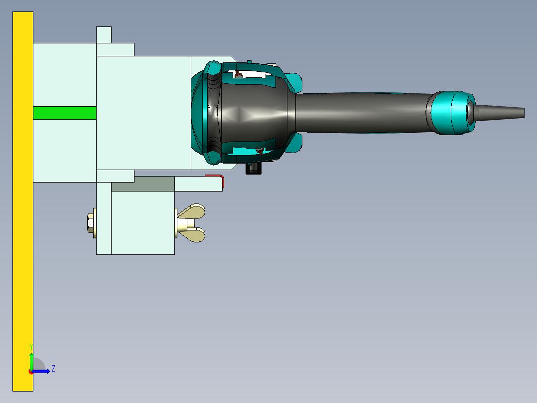 B2004503-钻孔驱动的木工车床左视图