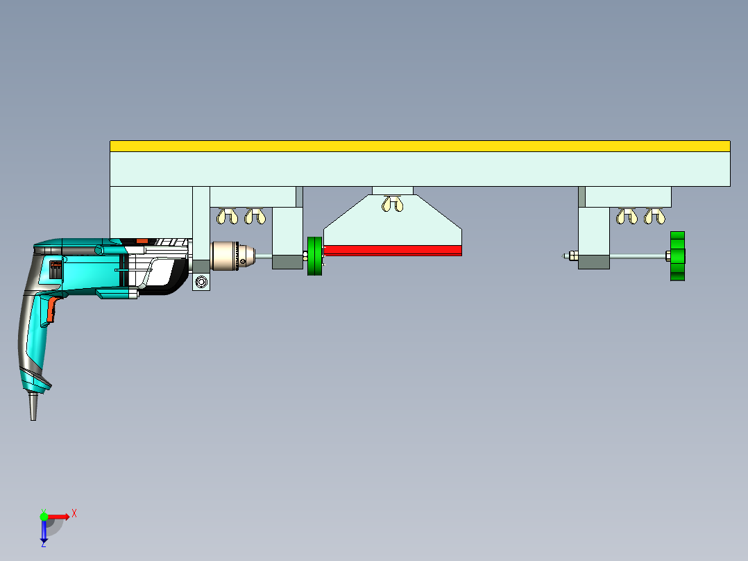 B2004503-钻孔驱动的木工车床俯视图