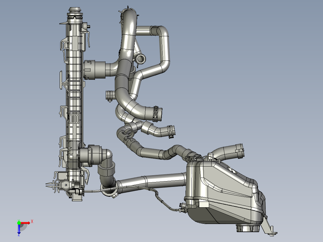 汽车空调散热器总成俯视图